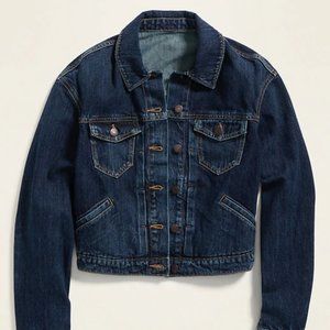 NWT classic dark denim cropped jacket